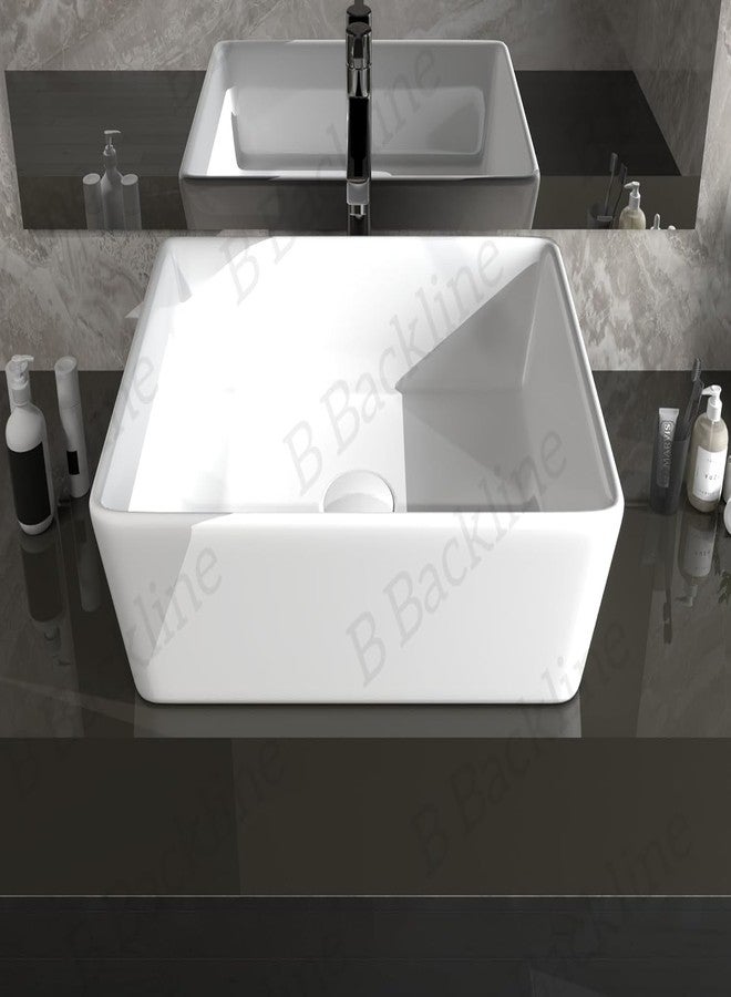 B Backline Ceramic Tabletop Wash Basin, Counter Top Rectangular Wash Basin for Bathroom & Living Room 48 X 38 X 13 Cm (White) - Image 3